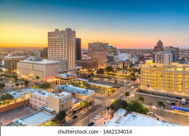 El Paso, Texas, USA  downtown city skyline at twilight.