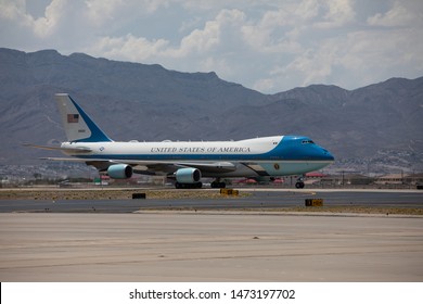 EL PASO, TX – 	AUGUST 7.  Air Force One With President Donald Trump And Melania At The El Paso International Airport In El Paso, Texas – 7 Aug 2019
