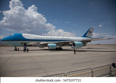 EL PASO, TX – 	AUGUST 7.  Air Force One With President Donald Trump And Melania At The El Paso International Airport In El Paso, Texas – 7 Aug 2019
