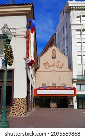 EL PASO, TX –15 DEC 2021- View Of The Landmark Plaza Theatre, A National Historic Building Of Significance Built In 1930 On Pioneer Plaza In Downtown El Paso, Texas, United States.