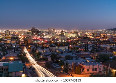 EL PASO, TX - OCTOBER 26, 2017: Night Skyline Of El Paso, Texas