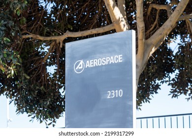 El Segundo, California, USA - July 5, 2022: The Aerospace Corporation Ground Sign At Its Headquarters In El Segundo, California, USA.The Aerospace Is An American Nonprofit Corporation. 