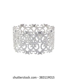 Elaborate Filigree Diamond Bracelet Isolated On White