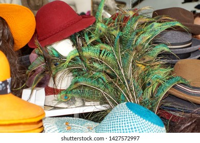Elaborate Hats On Display In The Showroom Of A Hat Factory In Iluman, Ecuador
