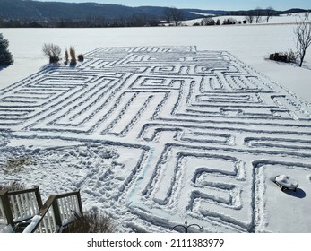 Elaborate Snow Maze Winter Fun