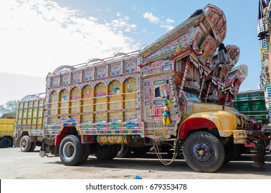 Elaborately Decorated Pakistani Trucks in Punjab Province of Pakistan on 7th July 2017