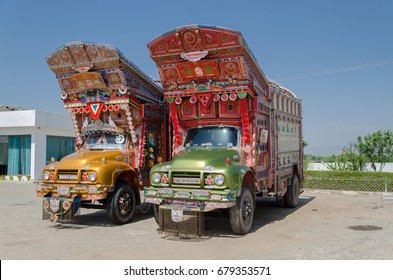 Elaborately Decorated Pakistani Trucks in Punjab Province of Pakistan on 7th July 2017