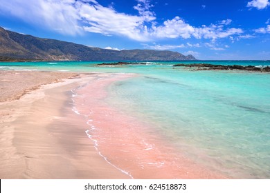 Elafonissi Beach With Pink Sand On Crete, Greece