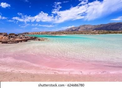 Elafonissi Beach With Pink Sand On Crete, Greece