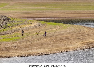 Elan Valley, Rhayader, UK - August 2022: After Numerous Heat Waves Reservoirs That Supply Clean Water To Birmingham Are Drying Up.