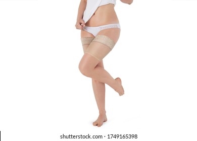 Elastic Anti-chafing Bands With Micro-massage Effect Protecting The Inner Thigh. Prevention Skin Redness And Annoying Irritations Caused By Repetitive Thigh Chafing. Compression Hosiery. Stockings.