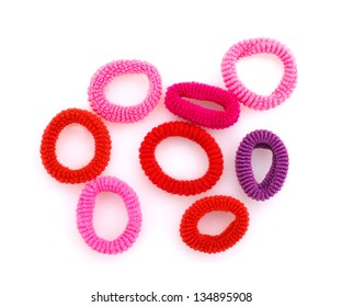 Elastic Bands For Hair Isolated On  White