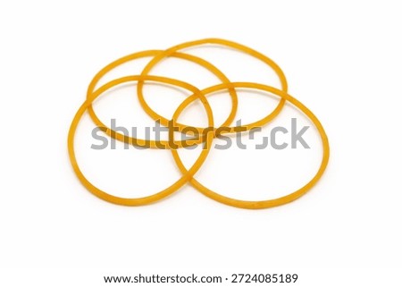 Elastic Rubber Bands Interlinked and Isolated on White Background
