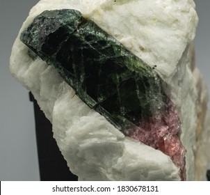 Elbaite raw tourmaline, watermelon tourmaline, rubellite specimen. Crystals in the rock