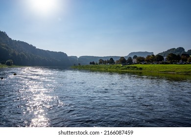 Elbe River On A Sunny Autumn Day