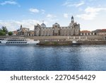 Elbe River skyline with Bruhls Terrace and Dresden Academy of Fine Arts - Dresden, Saxony, Germany