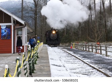 Elbe, Washington USA - December 17th, 2016. The Polar Express Train Ride Is A Popular Event On Christmas Season.