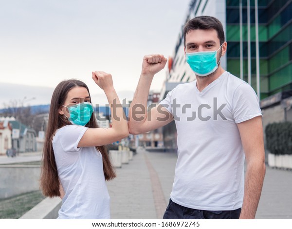 Elbow Bump Two People Woman Man Stock Photo 1686972745 | Shutterstock