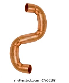 Elbow Copper Pipe On A White Background