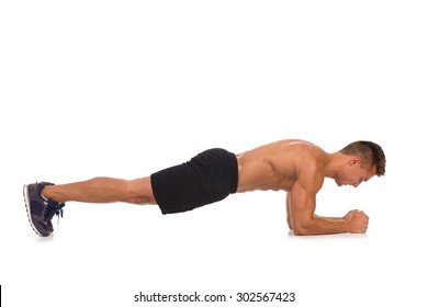 Elbow Plank. Isometric Stomach Exercise