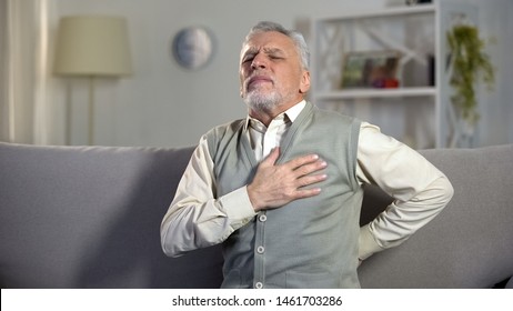 Elder Man Feeling Sharp Pain In Chest And Back, Risk Of Heart Attack, Cardiology