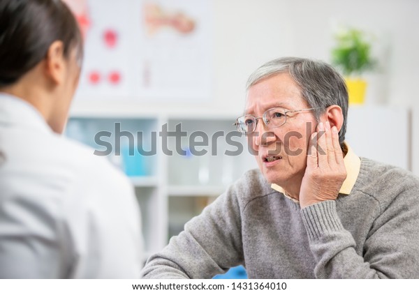 elder patient see an ent doctor and complain\
about earaches