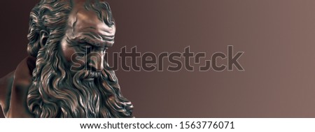 Elder philosopher statue, bronze material.