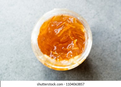 Elderflower Marmalade With Orange Peel In Jar / Jam