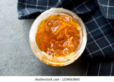 Elderflower Marmalade With Orange Peel In Jar / Jam