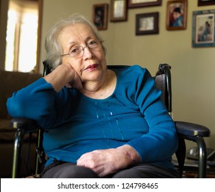 Elderly 80 Plus Year Old Woman Portrait In A Home Setting.