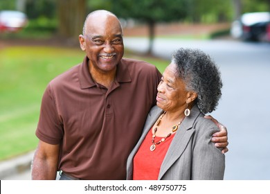 Elderly African American Man and woman posing together 
