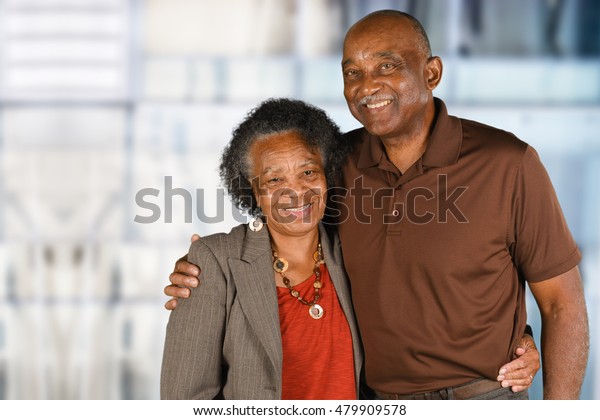 Elderly\
African American Man and woman posing together\
