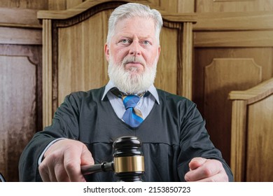 
Elderly Angry Judge In The Courtroom