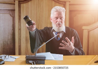 
Elderly Angry Judge In The Courtroom