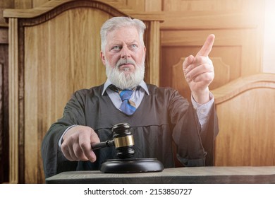 
Elderly Angry Judge In The Courtroom