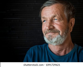 Elderly Bearded Happy Man Close-up Portrait