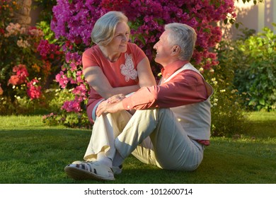 Elderly couple posing