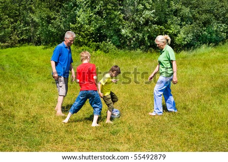 Similar – junge wirft einen Ball auf die Oma