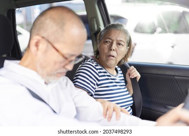 Elderly driver getting sleepy while driving
