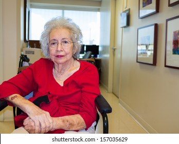 Elderly Eighty Plus Year Old Woman In A Medical Office Setting.