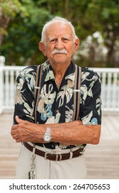 Elderly Eighty Plus Year Old Man Outdoor Portrait.