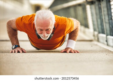 An Elderly Man Doing Push-up Exercise For Better Quality Of Life