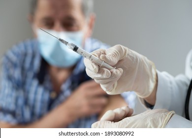 Elderly Man Getting Coronavirus Vaccine