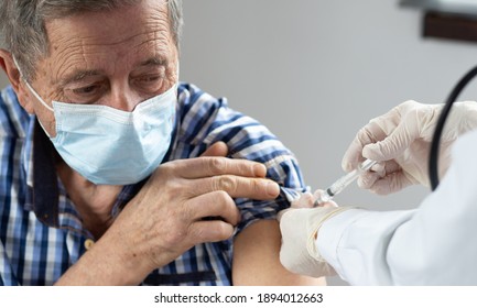 Elderly Man Getting Coronavirus Vaccine