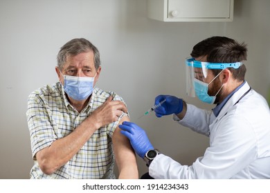 Elderly Man Getting Coronavirus Vaccine