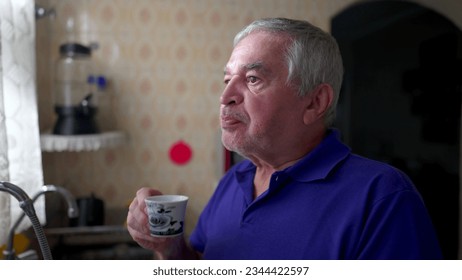 Elderly Man Savoring Morning Coffee, Peaceful Moment by Home Window - Powered by Shutterstock