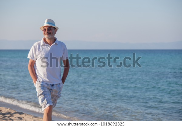 Elderly Man Seashore Beach Sea Stock Photo 1018692325 | Shutterstock