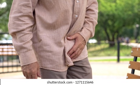 Elderly Man Suffering From Prostate Inflammation, Sudden Pain, Mens Health