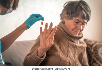 An Elderly Pensioner Refuses Medical Treatment, A Nurse Sweats About The Patient And Offers Medicine, A Conflict Between A Doctor And An Old Woman.