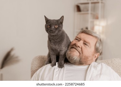 elderly people take care of cats and enjoy them at home - Powered by Shutterstock